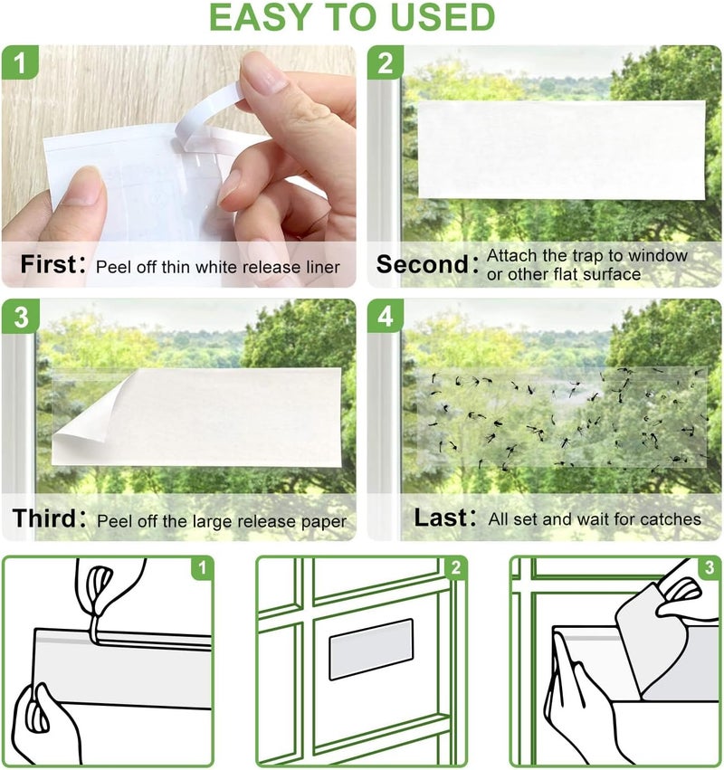 LFSYS 35XL Pack Window Fly Trap, Fruit Fly Traps for Indoors, Fly Trap Indoor Clear, Fly Paper Sticky Strips - Image 4